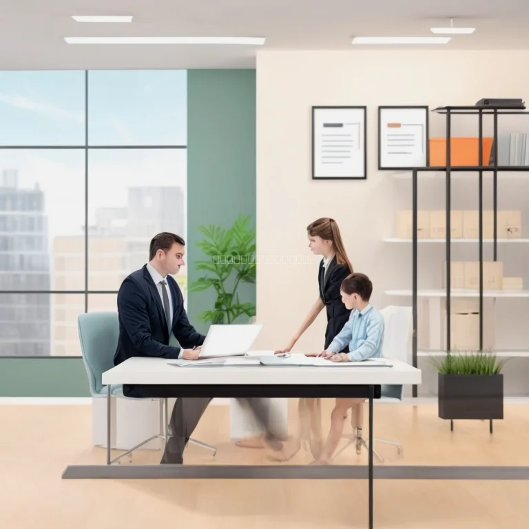 Jurist bespricht Verträge mit Kunden in modernen Büroräumen